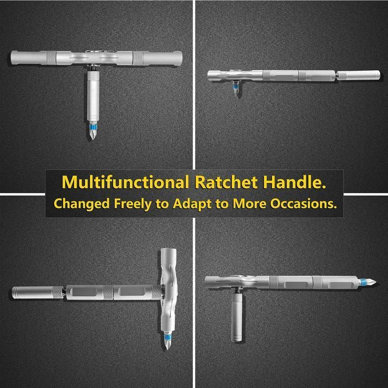 SEESE 24 in 1 DlY Screwdriver Set,1 Set SwitchableScrewdriver Shape Magnetic Screwdriver Set,Compact and Portable Ratchet Screw0driver SetHome Repair Tool Box