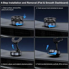 Guccqueen Universal Magnetic Car Phone Holder Strong Vacuum Suction Cup Mount for All Smartphones & Vehicles Foldable Design Works on Dashboard Gym & Bathroom Mirrors