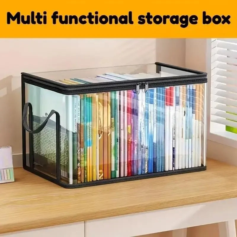 Large Clear Thick Plastic Storage Box with Hinged Lid, Heavy-Duty Durable High Capacity Organizer, Perfect for Home, Camping, Travel, Attic and Moving