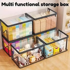Large Clear Thick Plastic Storage Box with Hinged Lid, Heavy-Duty Durable High Capacity Organizer, Perfect for Home, Camping, Travel, Attic and Moving