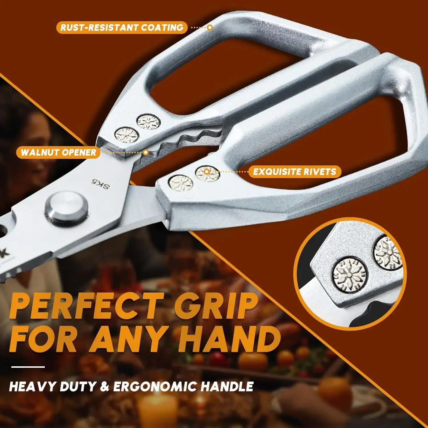 Multi-purpose kitchen scissors