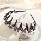 Wavy Crystal Headband Set, Plain Unisex Hair Accessory, Lightweight Wave-Shape Band with Sparkling Crystal Accents, Non-Slip Secure Grip, Ideal for Weddings & Everyday Wear,summervibes