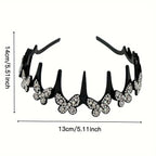 Wavy Crystal Headband Set, Plain Unisex Hair Accessory, Lightweight Wave-Shape Band with Sparkling Crystal Accents, Non-Slip Secure Grip, Ideal for Weddings & Everyday Wear,summervibes