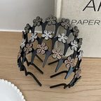 Wavy Crystal Headband Set, Plain Unisex Hair Accessory, Lightweight Wave-Shape Band with Sparkling Crystal Accents, Non-Slip Secure Grip, Ideal for Weddings & Everyday Wear,summervibes