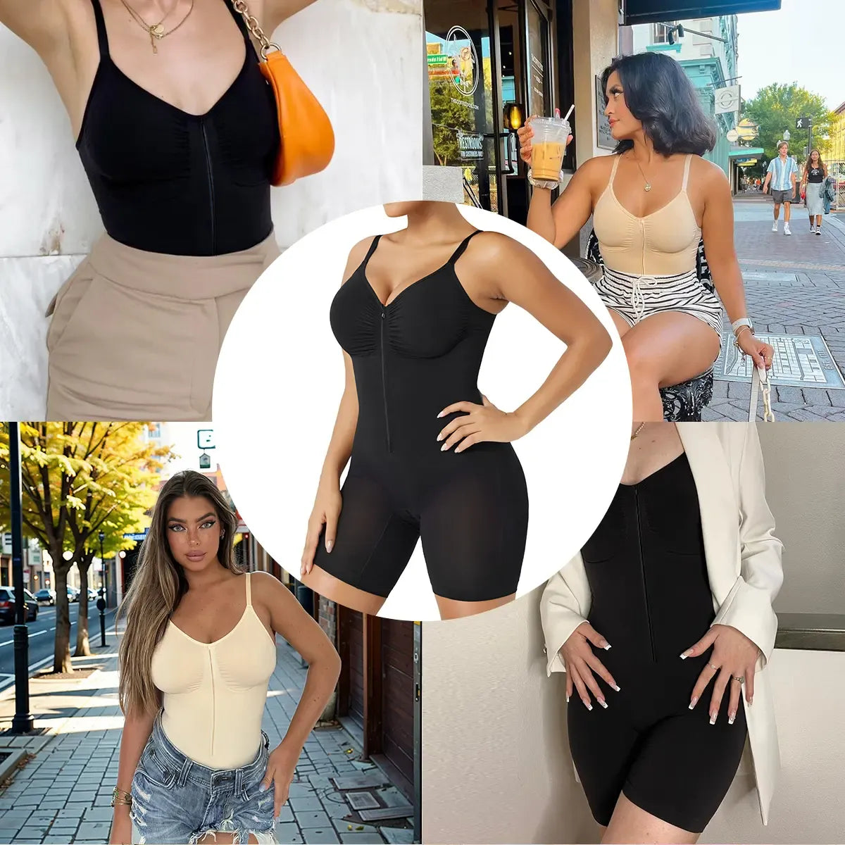 Women’s YIANNA Fajas Colombianas shapewear  Tummy Control Butt Lifter Shaper with Zipper Crotch detachable shoulder strap