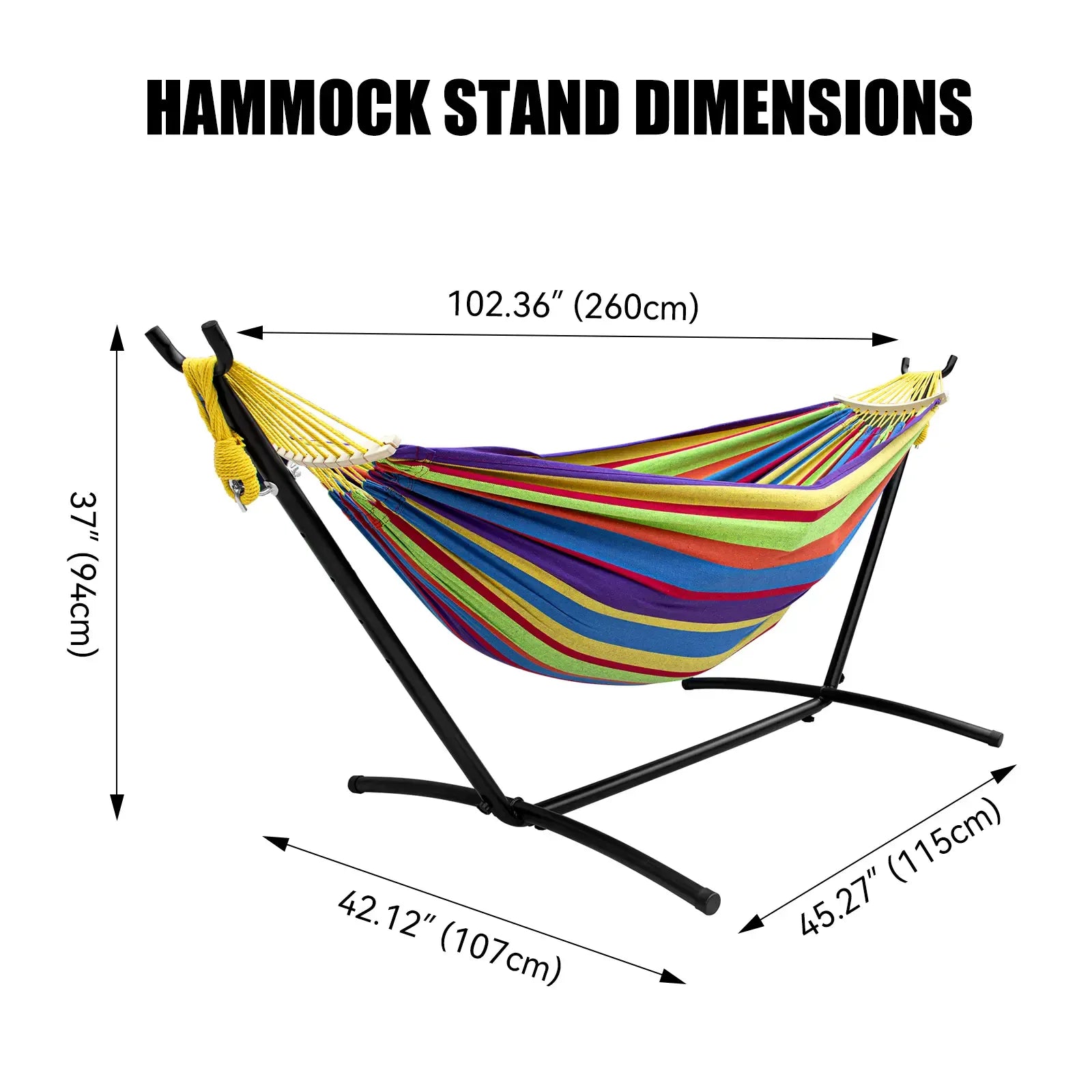 SummerVibes Hammock with Stand Included 450lb Capacity Steel Stand, Premium Carry Bag Included and Two Anti Roll Balance Beam