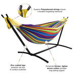 SummerVibes Hammock with Stand Included 450lb Capacity Steel Stand, Premium Carry Bag Included and Two Anti Roll Balance Beam