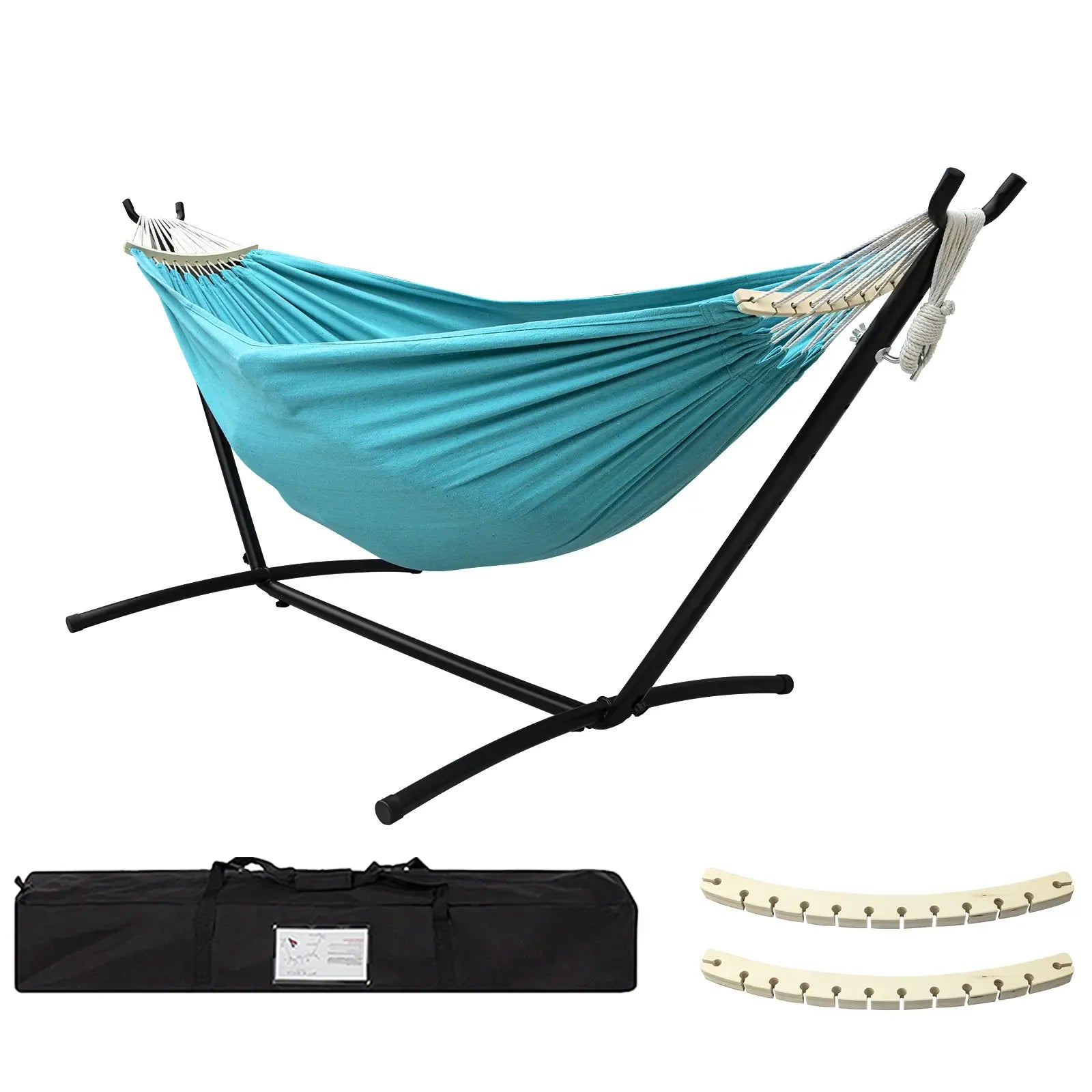SummerVibes Hammock with Stand Included 450lb Capacity Steel Stand, Premium Carry Bag Included and Two Anti Roll Balance Beam