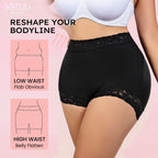 High Waist Shapewear Panty with Anti-Slip Silicone Band - Stretchy Breathable & Seamless Tummy Control Butt Lifting for Everyday Confidence Women's Basic Minimalist Multi Colors 3Pcs-BS