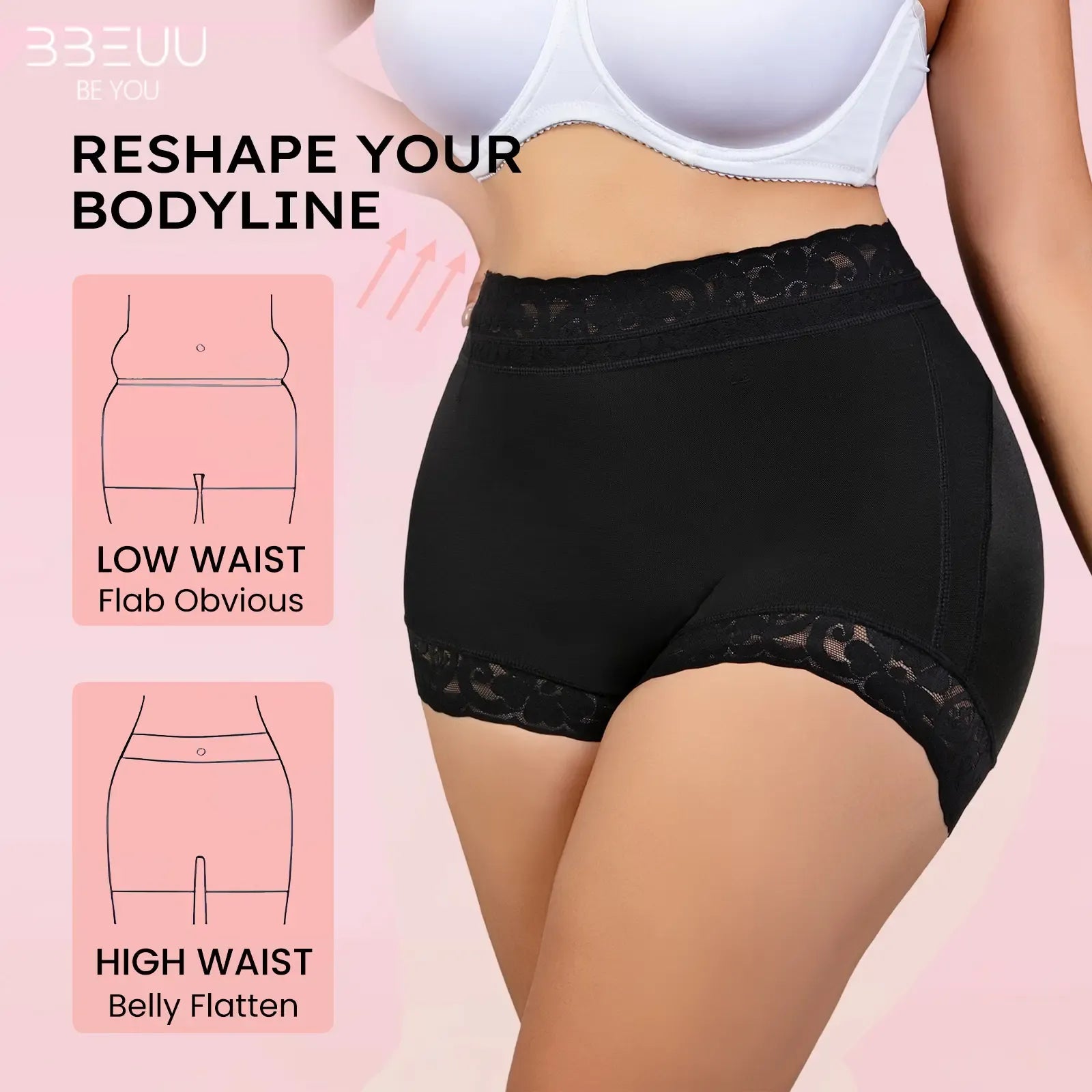 High Waist Shapewear Panty with Anti-Slip Silicone Band - Stretchy Breathable & Seamless Tummy Control Butt Lifting for Everyday Confidence Women's Basic Minimalist Multi Colors 3Pcs-BS