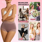 High Waist Shapewear Panty with Anti-Slip Silicone Band - Stretchy Breathable & Seamless Tummy Control Butt Lifting for Everyday Confidence Women's Basic Minimalist Multi Colors 3Pcs-BS