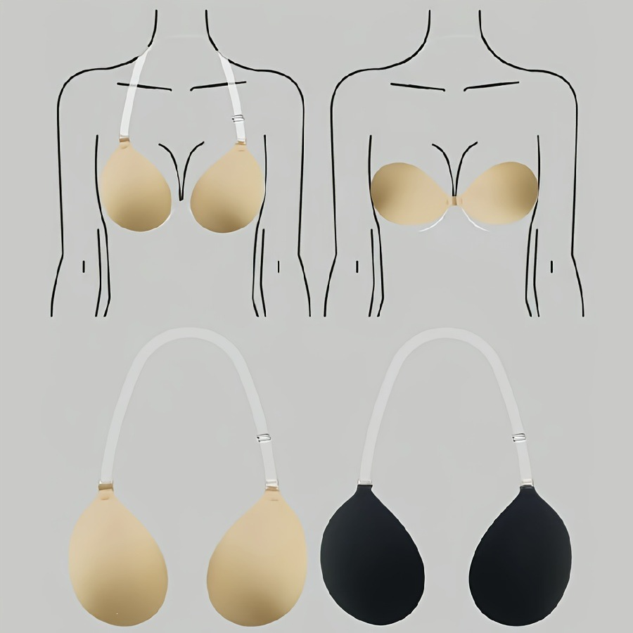 Halter-Style Teardrop Silicone Bra Inserts — Invisible, Lift-Enhancing, and Strapless Nipple Covers for Summer (Designed to Make Smaller Busts Appear Fuller)
