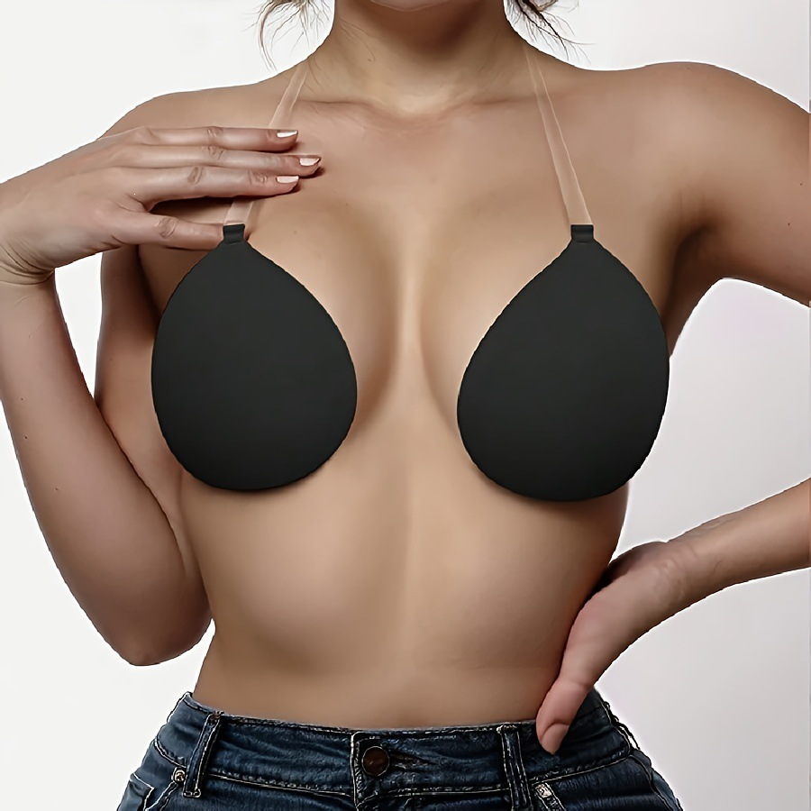 Halter-Style Teardrop Silicone Bra Inserts — Invisible, Lift-Enhancing, and Strapless Nipple Covers for Summer (Designed to Make Smaller Busts Appear Fuller)