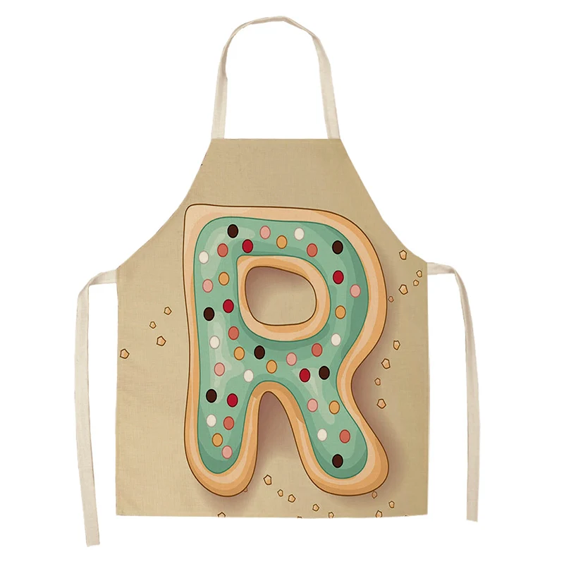 1Pc Letter Pattern Kitchen Apron Sleeveless Cotton Linen Kids Aprons For Cooking Baking bbq Home Cleaning Tools