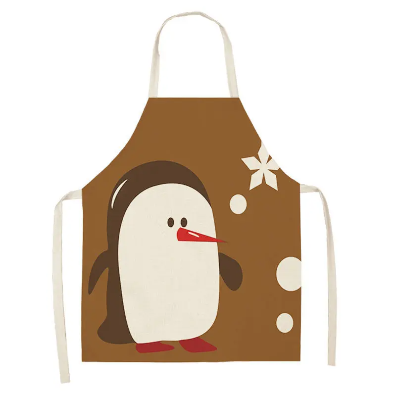 1Pc Christmas Apron for Woman Kids Pinafore Cotton Linen Kitchen Aprons 55x68cm Adult Bibs For Home Baking Cooking Accessory