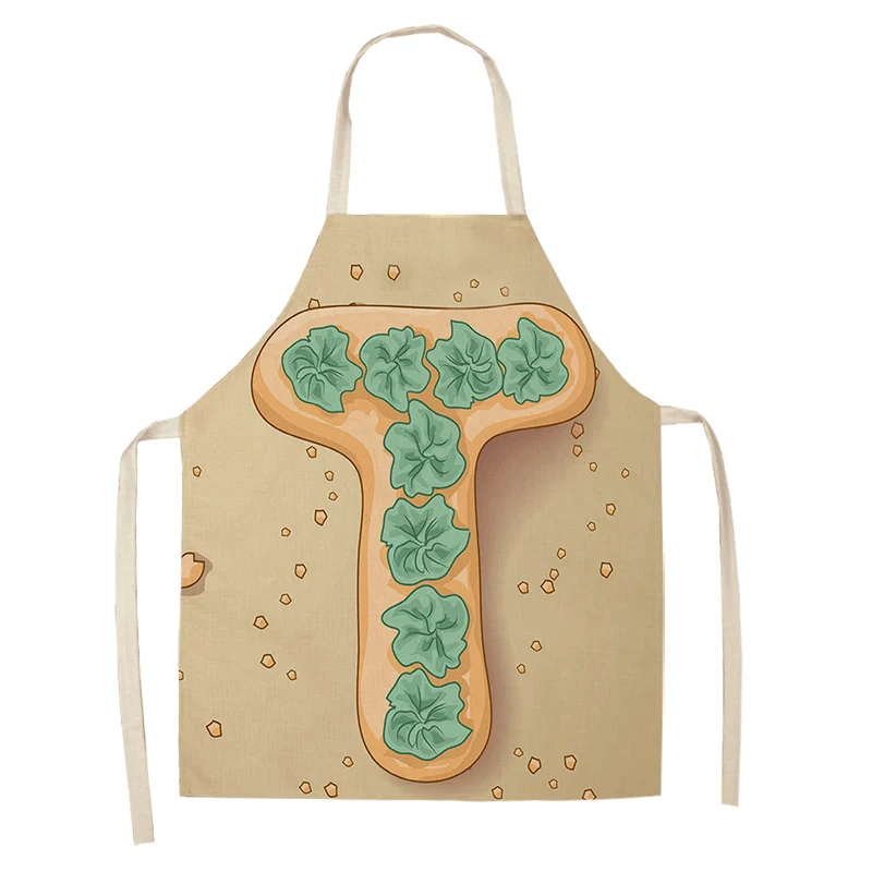 1Pc Letter Pattern Kitchen Apron Sleeveless Cotton Linen Kids Aprons For Cooking Baking bbq Home Cleaning Tools
