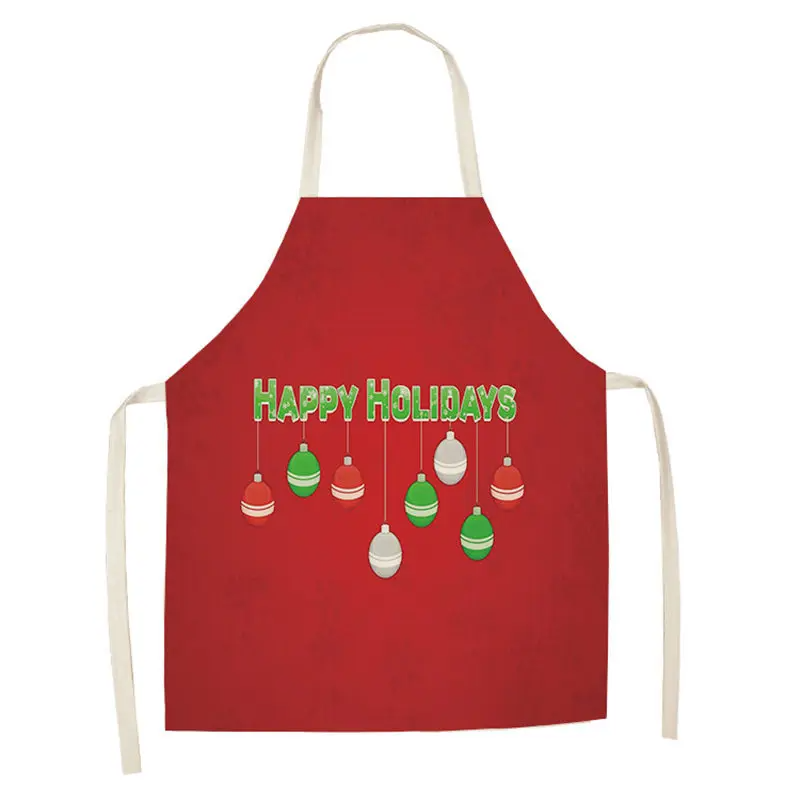 1pc Christmas Aprons Pinafore Cotton Linen Kitchen Apron Woman Bibs for Home Cooking Baking Cleaning Accessories