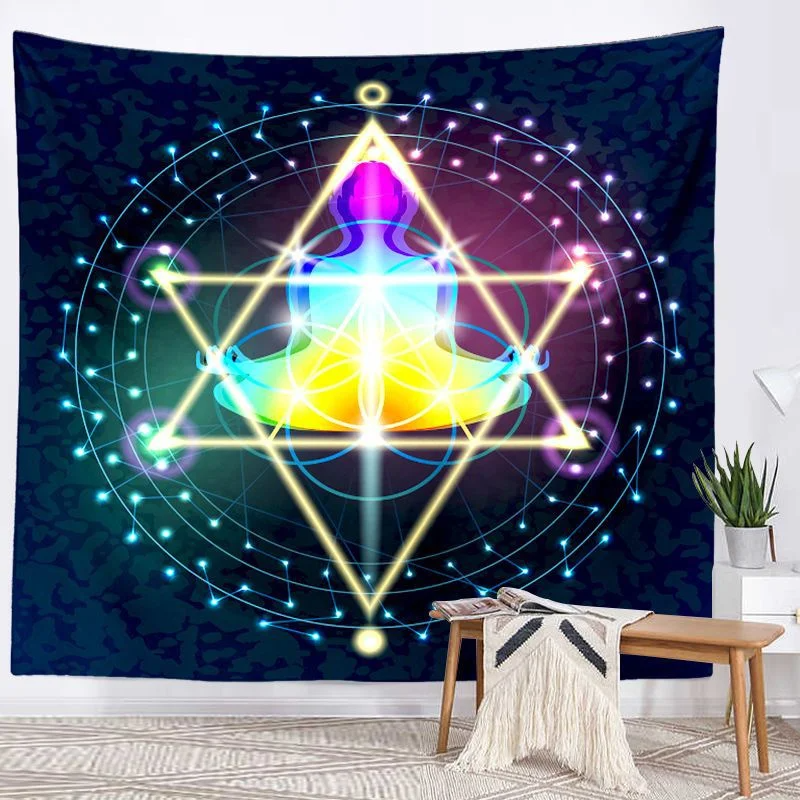 Buddha Statue Meditation 7 Chakra Tapestry Wall Hanging Mandala Tapestries Wall Cloth Psychedelic Yoga Wall Hanging