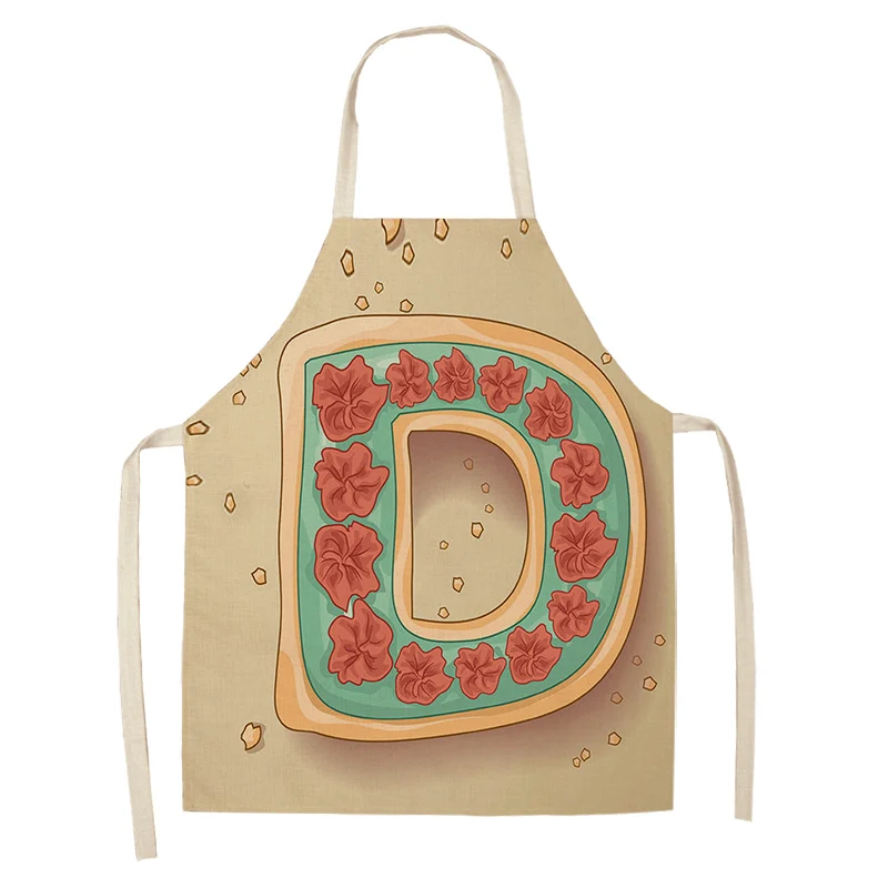 1Pc Letter Pattern Kitchen Apron Sleeveless Cotton Linen Kids Aprons For Cooking Baking bbq Home Cleaning Tools