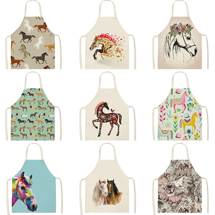Kitchen Sleeveless Chef Aprons For Women Cotton Linen Bibs Household Cleaning Pinafore Home Cooking Apron