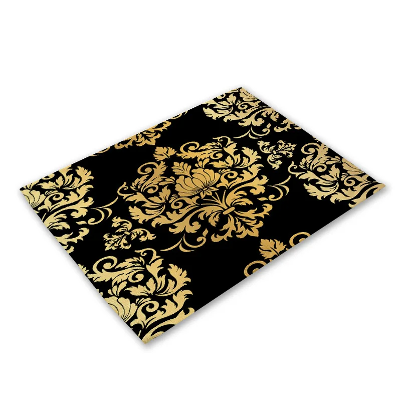 kitchen Placemat Black Cotton Linen Heart Love Table Mats Nordic Western Placemat Cup Mats Waterproof Drink Coaster