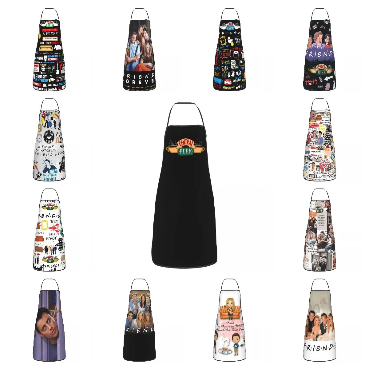 Unisex Friends Central Perk Logo Bib Apron Adult Women Men Chef Tablier Cuisine for Kitchen Cooking TV Show Baking