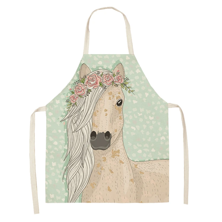 Kitchen Sleeveless Chef Aprons For Women Cotton Linen Bibs Household Cleaning Pinafore Home Cooking Apron