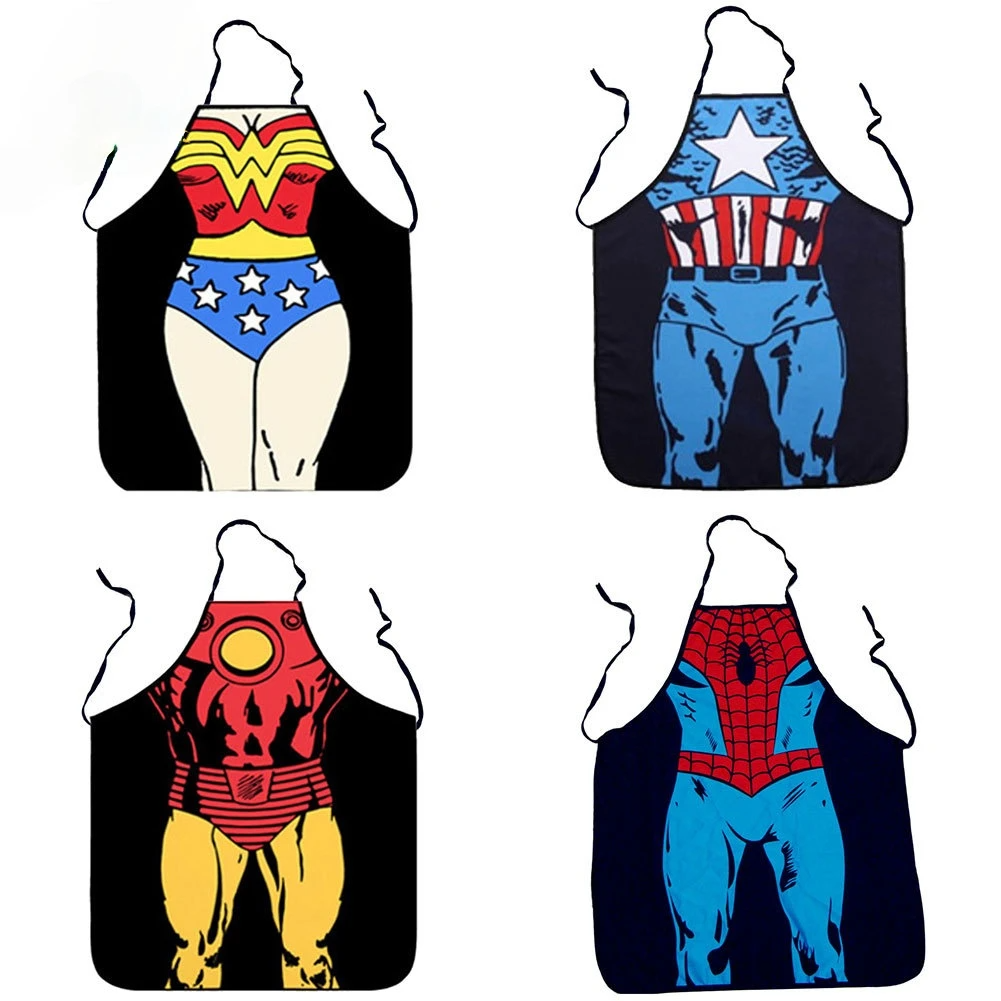 Funny Sexy Apron Superhero Waterproof Apron Kitchen Cooking Aprons Dinner Party Cooking Bib BBQ Apron
