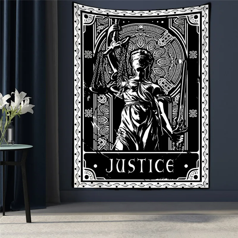Black Tapestry Wall Hanging Psychedelic Sun Tarot Card Hippie Astrology Divination Witchcraft Background Wall Room Boho Decor