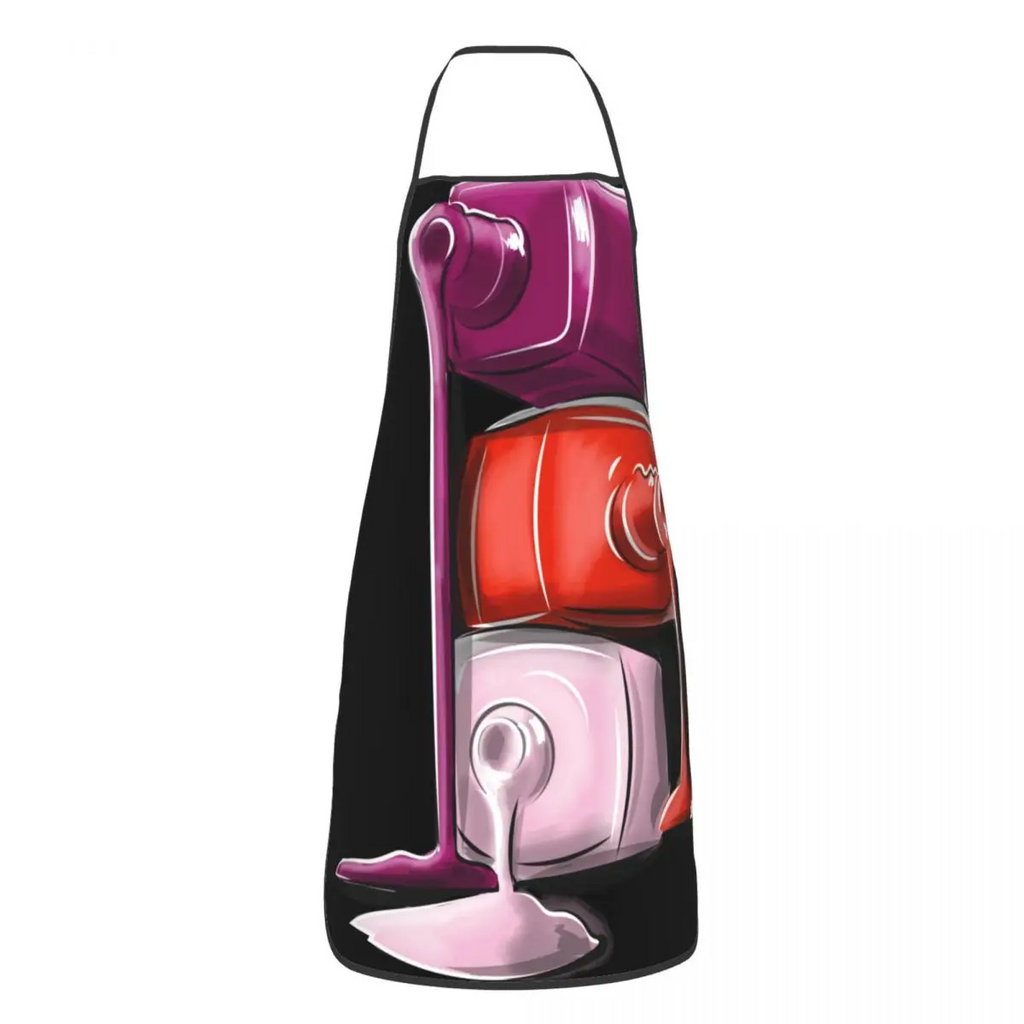 Funny Nail Polish Aprons for Men Women Manicurist Gift Adult Unisex Kitchen Chef Bib Tablier Cuisine Cooking Baking Painting