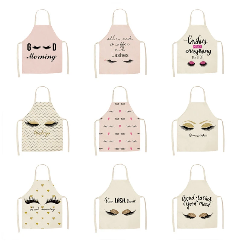 Eye lashes Printed home kitchen apron clean water-proof oil-proof Apron Kids men women Chef Cooking Aprons