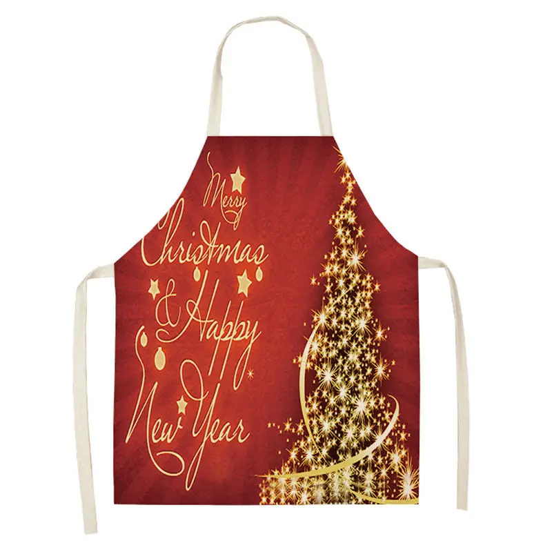 Christmas Aprons Pinafore Cotton Linen Kitchen Apron Woman Bibs for Home Cooking Baking Cleaning Accessories