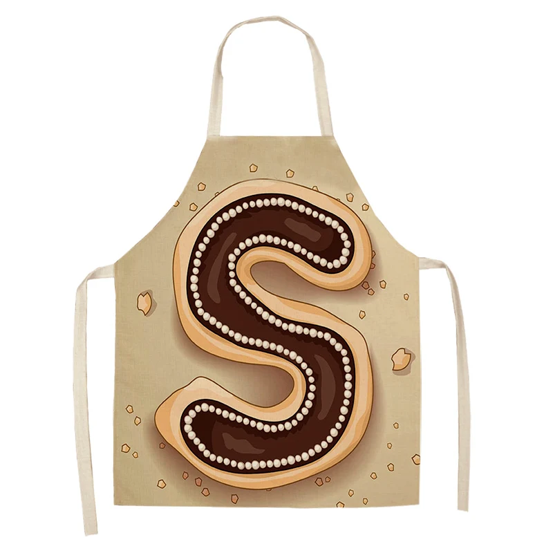 1Pc Letter Pattern Kitchen Apron Sleeveless Cotton Linen Kids Aprons For Cooking Baking bbq Home Cleaning Tools