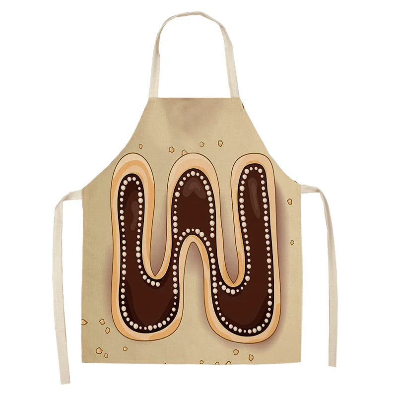 1Pc Letter Pattern Kitchen Apron Sleeveless Cotton Linen Kids Aprons For Cooking Baking bbq Home Cleaning Tools