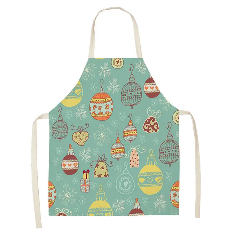 1Pc Christmas Apron for Woman Kids Pinafore Cotton Linen Kitchen Aprons 55x68cm Adult Bibs For Home Baking Cooking Accessory