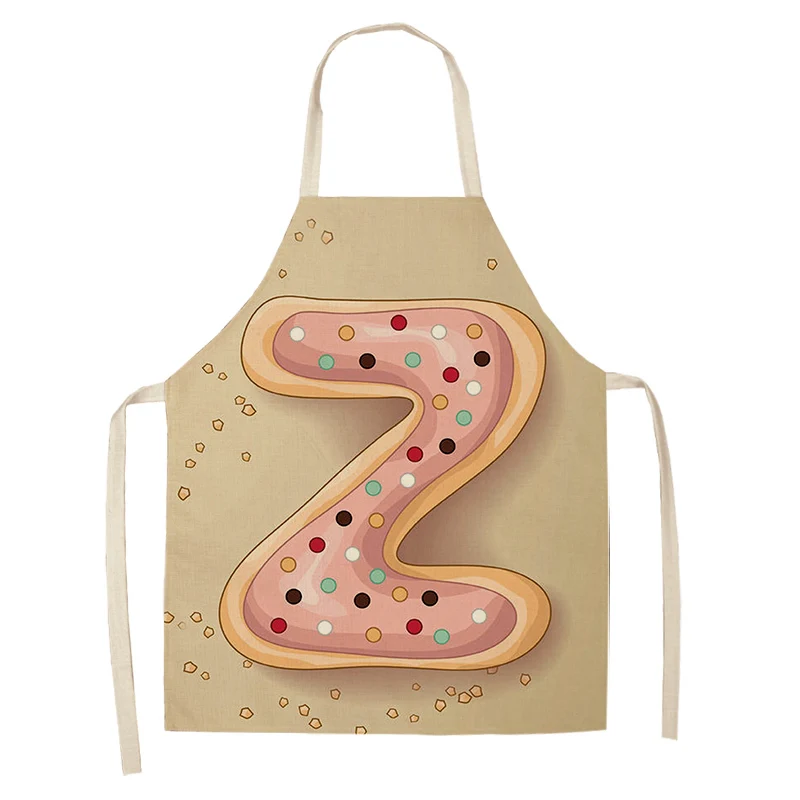 1Pc Letter Pattern Kitchen Apron Sleeveless Cotton Linen Kids Aprons For Cooking Baking bbq Home Cleaning Tools
