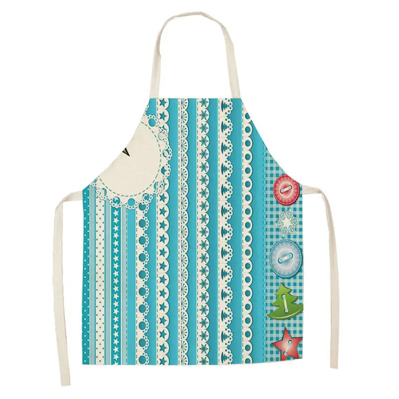 1Pc Christmas Apron for Woman Kids Pinafore Cotton Linen Kitchen Aprons 55x68cm Adult Bibs For Home Baking Cooking Accessory