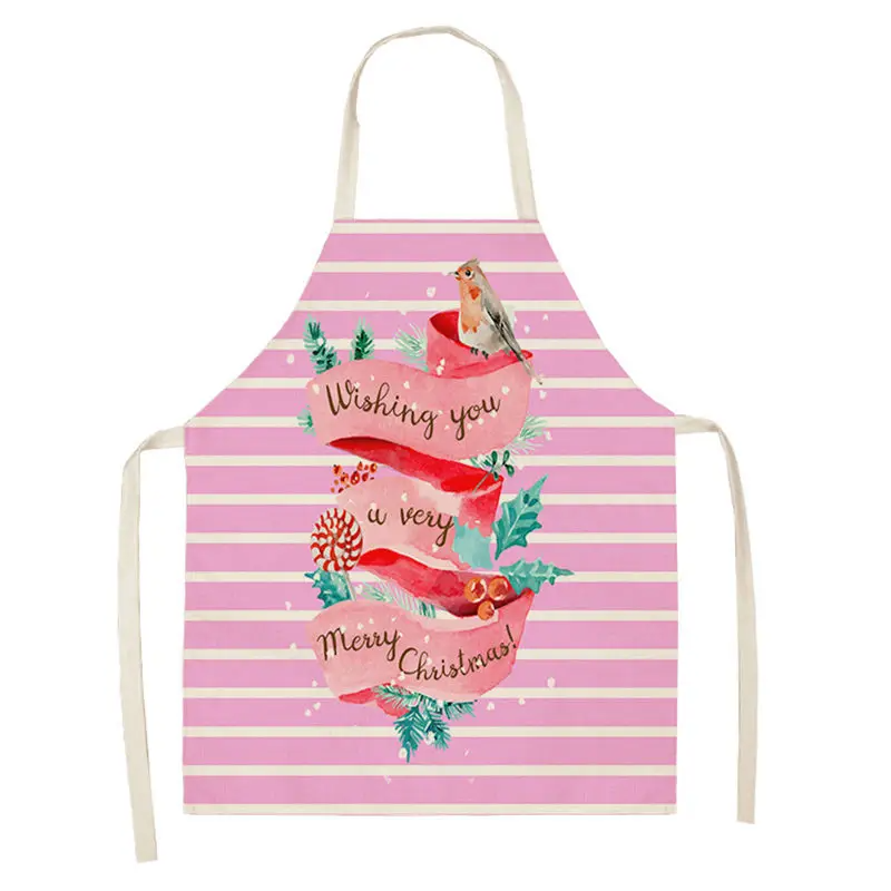 1pc Christmas Aprons Pinafore Cotton Linen Kitchen Apron Woman Bibs for Home Cooking Baking Cleaning Accessories