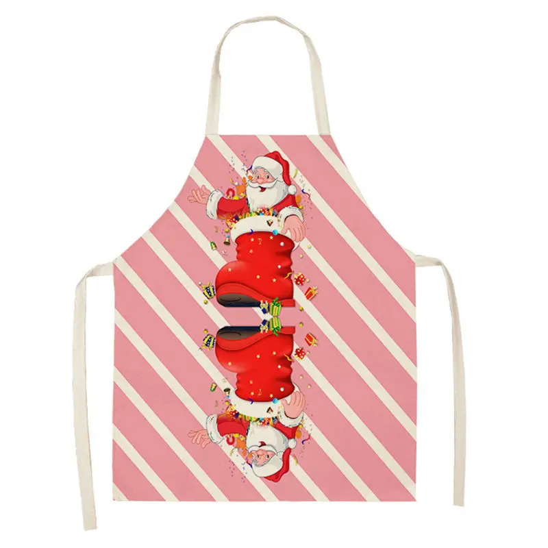 1pc Christmas Aprons Pinafore Cotton Linen Kitchen Apron Woman Bibs for Home Cooking Baking Cleaning Accessories