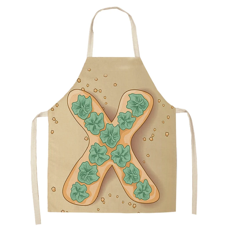 1Pc Letter Pattern Kitchen Apron Sleeveless Cotton Linen Kids Aprons For Cooking Baking bbq Home Cleaning Tools