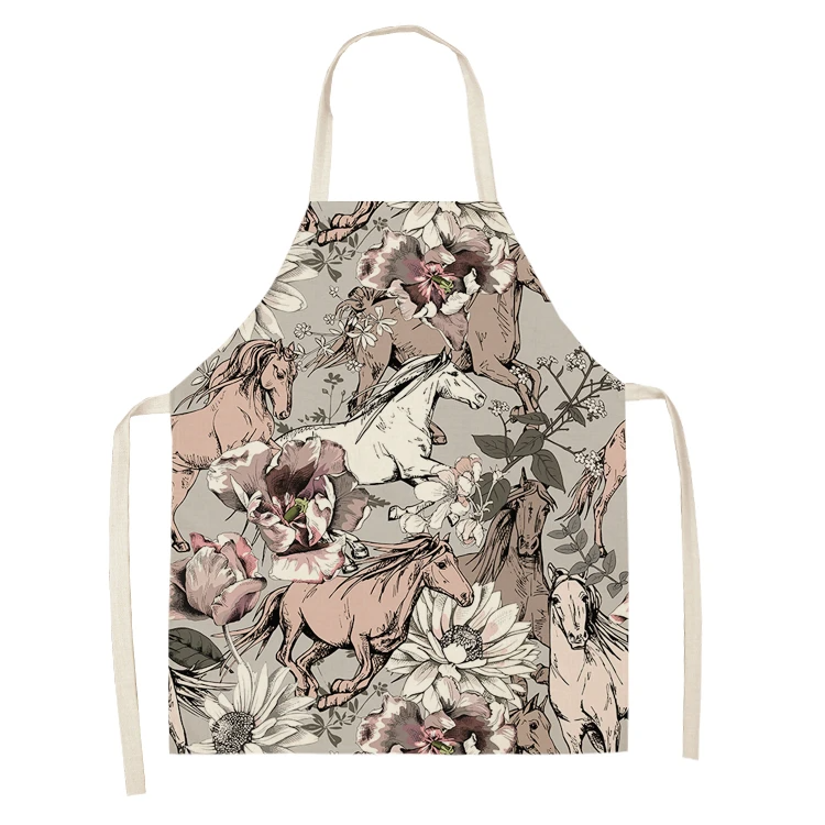 1Pc  Kitchen Sleeveless Chef Aprons For Women Cotton Linen Bibs Household Cleaning Pinafore Home Cooking Apron
