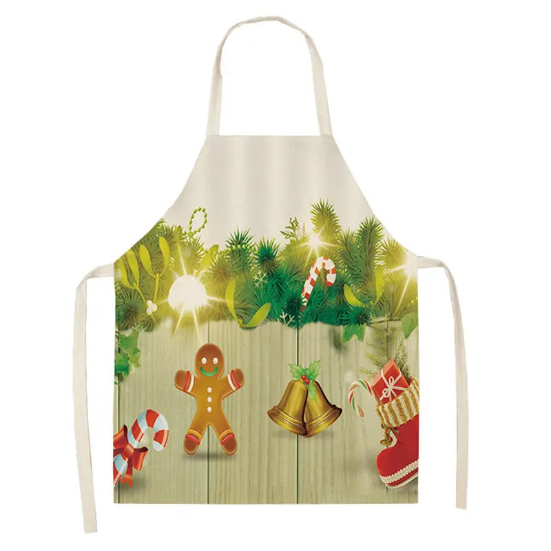 1Pc Christmas Apron for Woman Kids Pinafore Cotton Linen Kitchen Aprons 55x68cm Adult Bibs For Home Baking Cooking Accessory