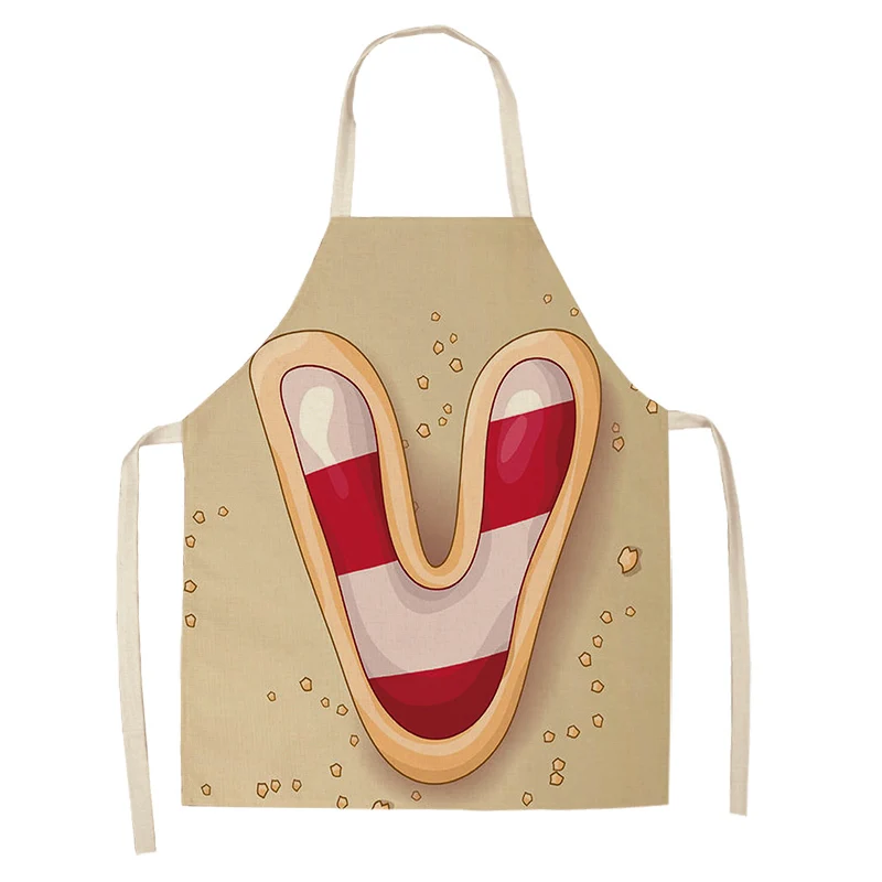 1Pc Letter Pattern Kitchen Apron Sleeveless Cotton Linen Kids Aprons For Cooking Baking bbq Home Cleaning Tools