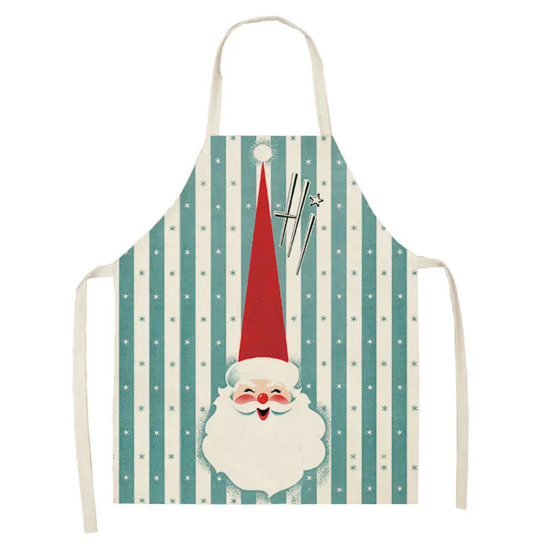 1Pc Christmas Apron for Woman Kids Pinafore Cotton Linen Kitchen Aprons 55x68cm Adult Bibs For Home Baking Cooking Accessory
