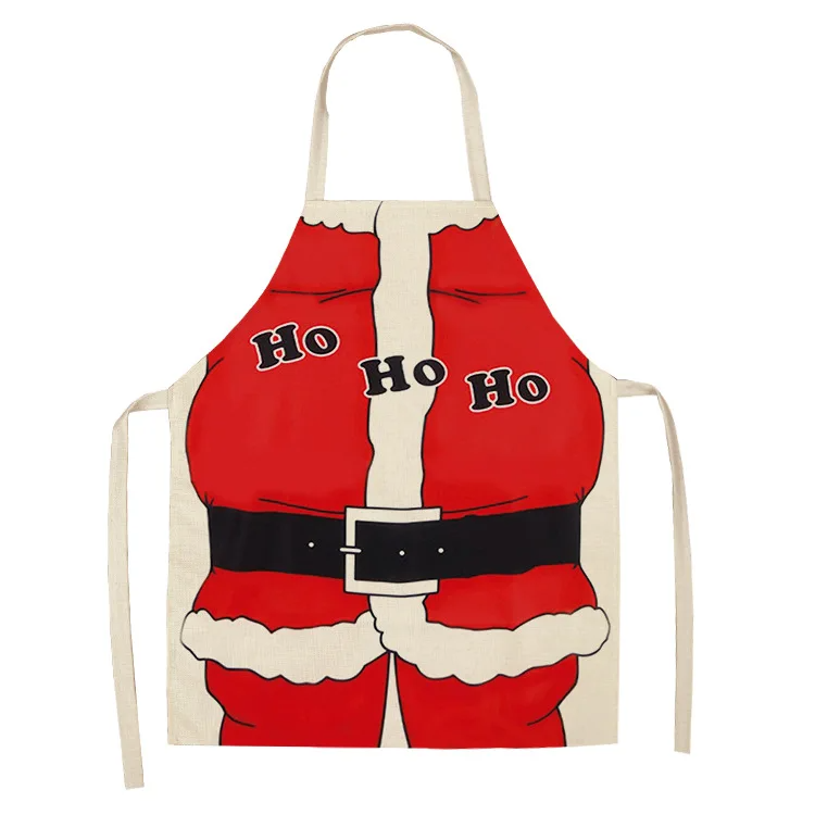 Parent-child Kitchen Apron Merry Christmas Printed Sleeveless Cotton Linen Aprons for Kids Men Women Home Cleaning Tools