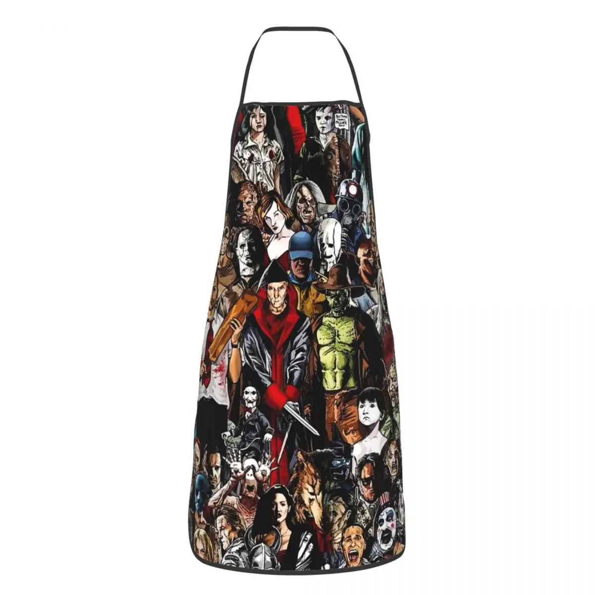 Horror Movie Character Friends Apron for Women Men Unisex Bib Halloween Kitchen Cooking Tablier Cuisine Chef Painting