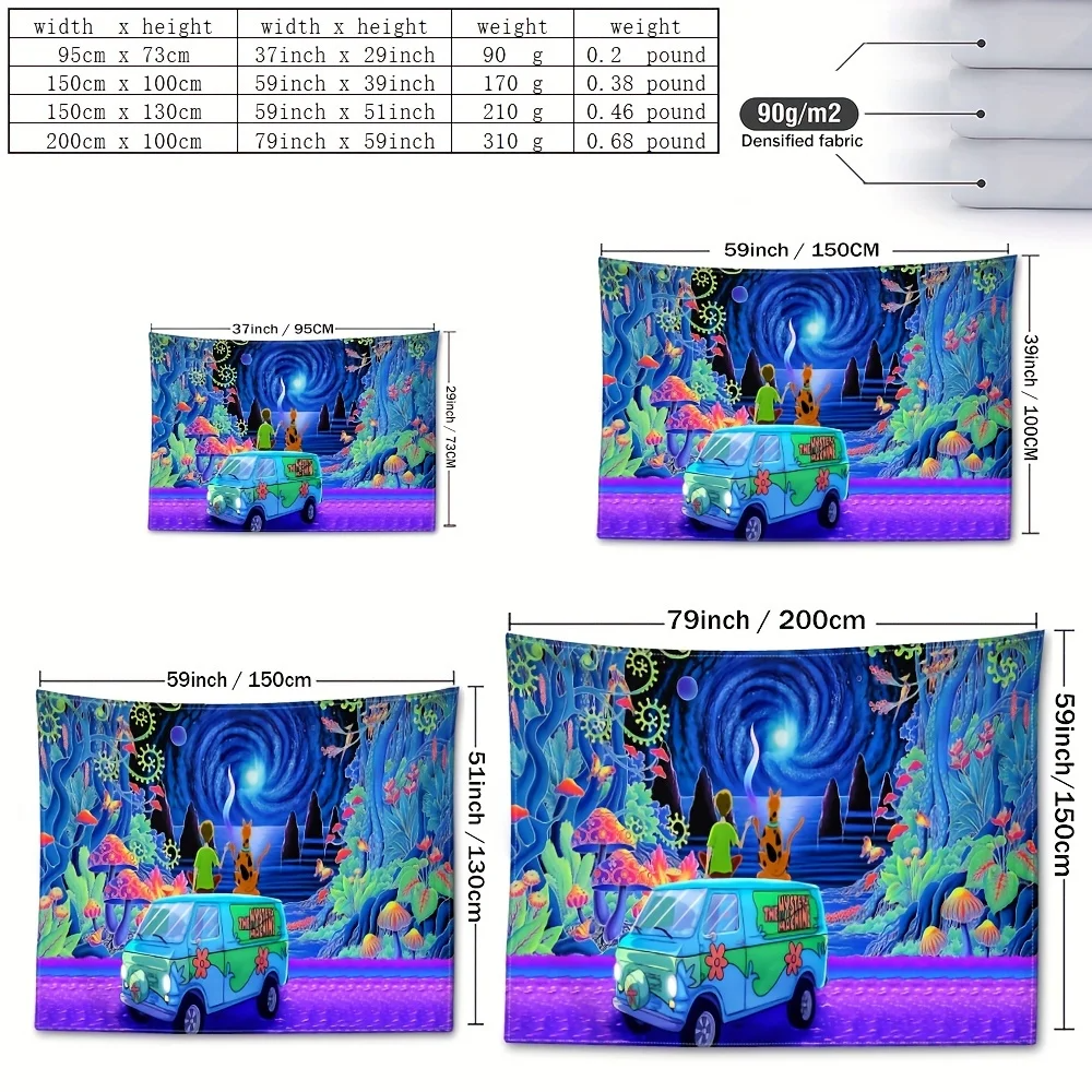 1pc Mystical Mushroom Forest Tapestry for Bedroom and Living Room Decor - Bohemian Cartoon Wall Hanging with Wizardry Design