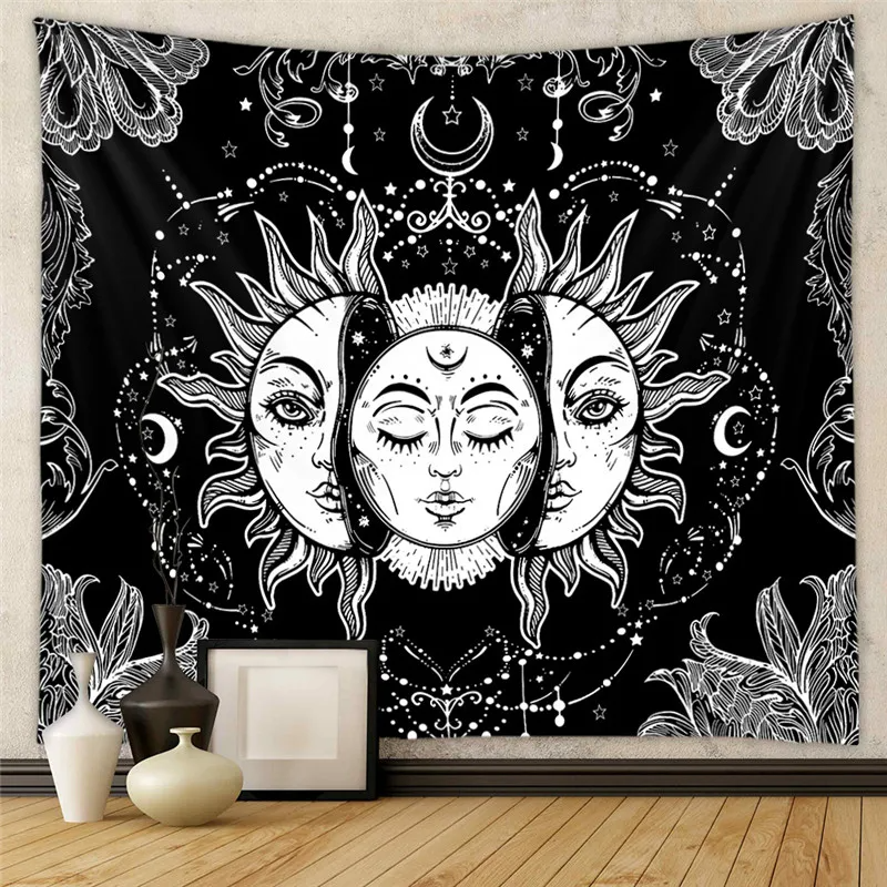 Boho Tarot Cards Tapestry Wall Hanging Mystery Home Zodiac Star Plate Sun And Moon Psychedelic Witchcraft Hippie Home Decor