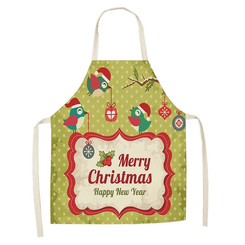 1Pcs Merry Christmas Apron for Woman Pinafore Cotton Linen Aprons Adult Bibs Kitchen Baking Cooking Accessories