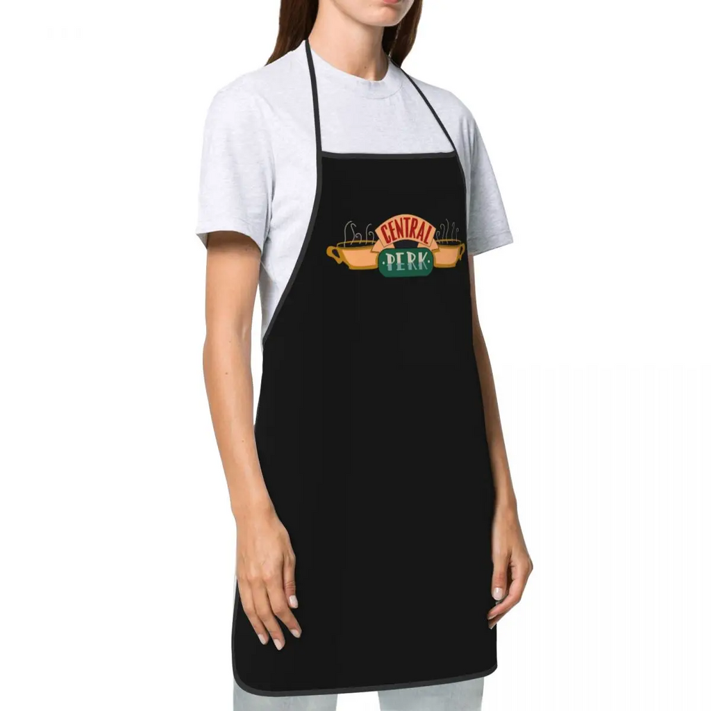 Unisex Friends Central Perk Logo Bib Apron Adult Women Men Chef Tablier Cuisine for Kitchen Cooking TV Show Baking